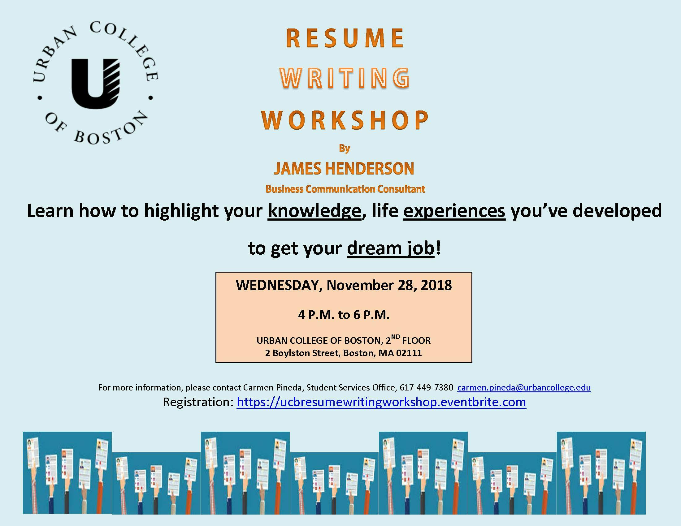 resume writing workshop at urban college of boston boston
