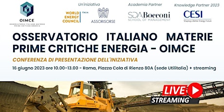 Presentazione Osservatorio Italiano Materie Prime Critiche Energia - OIMCE