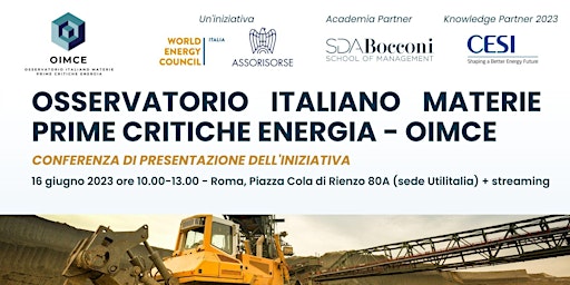 Hauptbild für Presentazione Osservatorio Italiano Materie Prime Critiche Energia - OIMCE