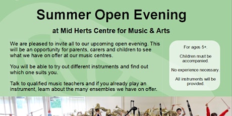 Mid Herts Centre for Music & Arts Open Evening primary image