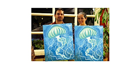 Watercolor Jellyfish-Glow in the dark on canvas in Bronte, Oakville,ON