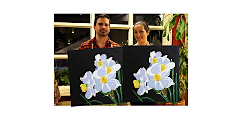 White Daffodils-Glow in the dark on canvas in Bronte, Oakville,ON