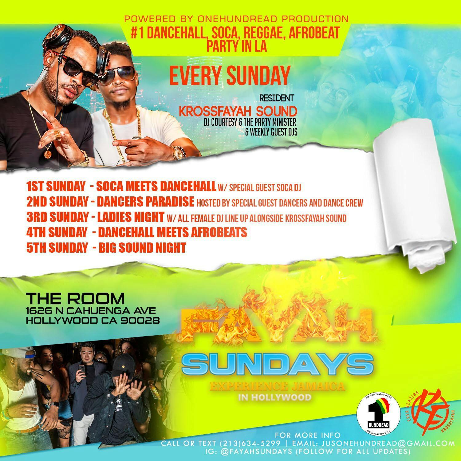 FAYAH SUNDAYS - NO.1 DANCEHALL REGGAE SOCA PARTY IN HOLLYWOOD LOS ANGELES