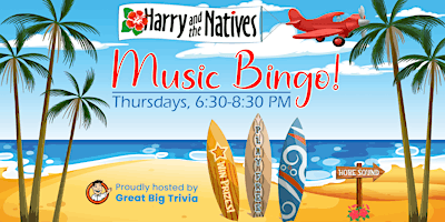 Imagem principal do evento Music Bingo @ Harry and the Natives | Authentic Florida Fun | Free to Play!