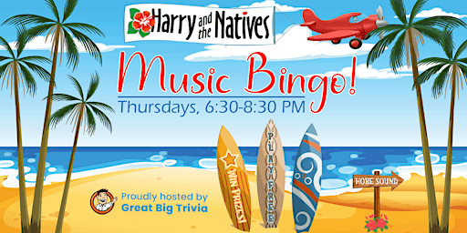 Imagem principal do evento Music Bingo @ Harry and the Natives | Authentic Florida Fun | Free to Play!