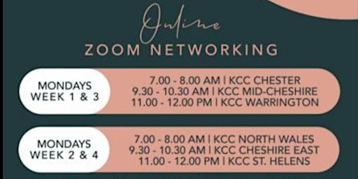 Primaire afbeelding van KCC ST.HELENS ZOOM NETWORKING(2nd and 4th Monday)