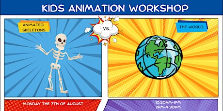 Imagem principal do evento Kids Animation Workshop: Animated Skeletons vs the World!!