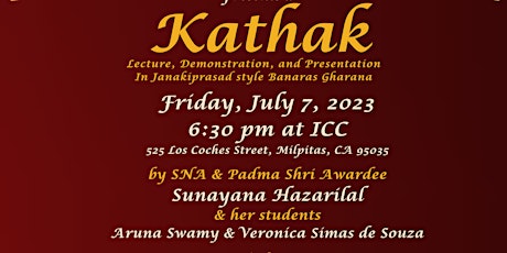 Hauptbild für Kathak-Lecture, Demonstration, Presentation by Padmashri Sunayana Hazarilal