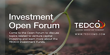 TEDCO Investment Open Forum (December 2023) primary image
