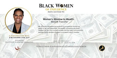 Hauptbild für BWOI presents a Women’s Window to Wealth ― Session II: Wealth Transfer