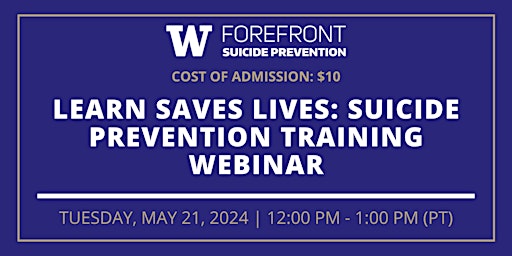 Imagen principal de Forefront Suicide Prevention LEARN® Training Webinar