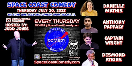 Primaire afbeelding van JULY 20th, The Space Coast Comedy Showcase at The Blind Lion Comedy Club