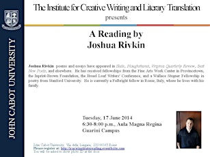 JCU presents a Reading by Joshua Rivkin primary image