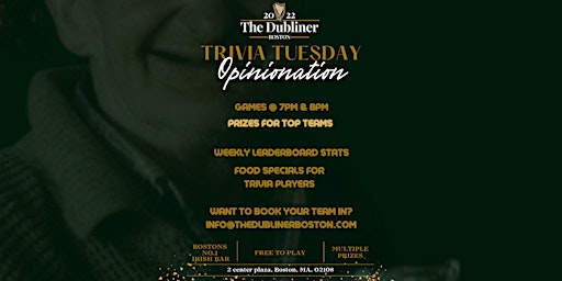 Imagem principal do evento Tuesday Night Trivia | Opinionation at the Dubliner Boston