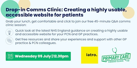 Drop-in Comms Clinic: Creating a highly usable, accessible GP website primary image