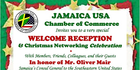 Image principale de Jamaica USA Chamber of Commerce  Welcome Reception & Christmas Networking Celebration