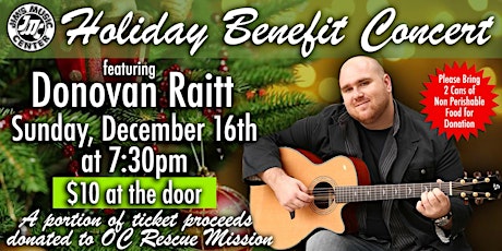 Holiday Benefit Concert w Donovan Raitt at Jim's Music in Tustin primary image
