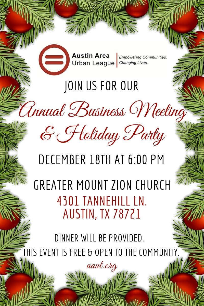 AAUL Annual Business Meeting and Holiday Party