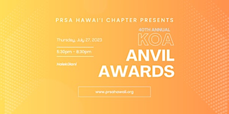 Imagem principal do evento 40th Annual Koa Anvil Awards