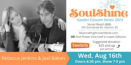 Primaire afbeelding van Rebecca Jenkins & Joel Bakan - SoulShine Garden Concert Series