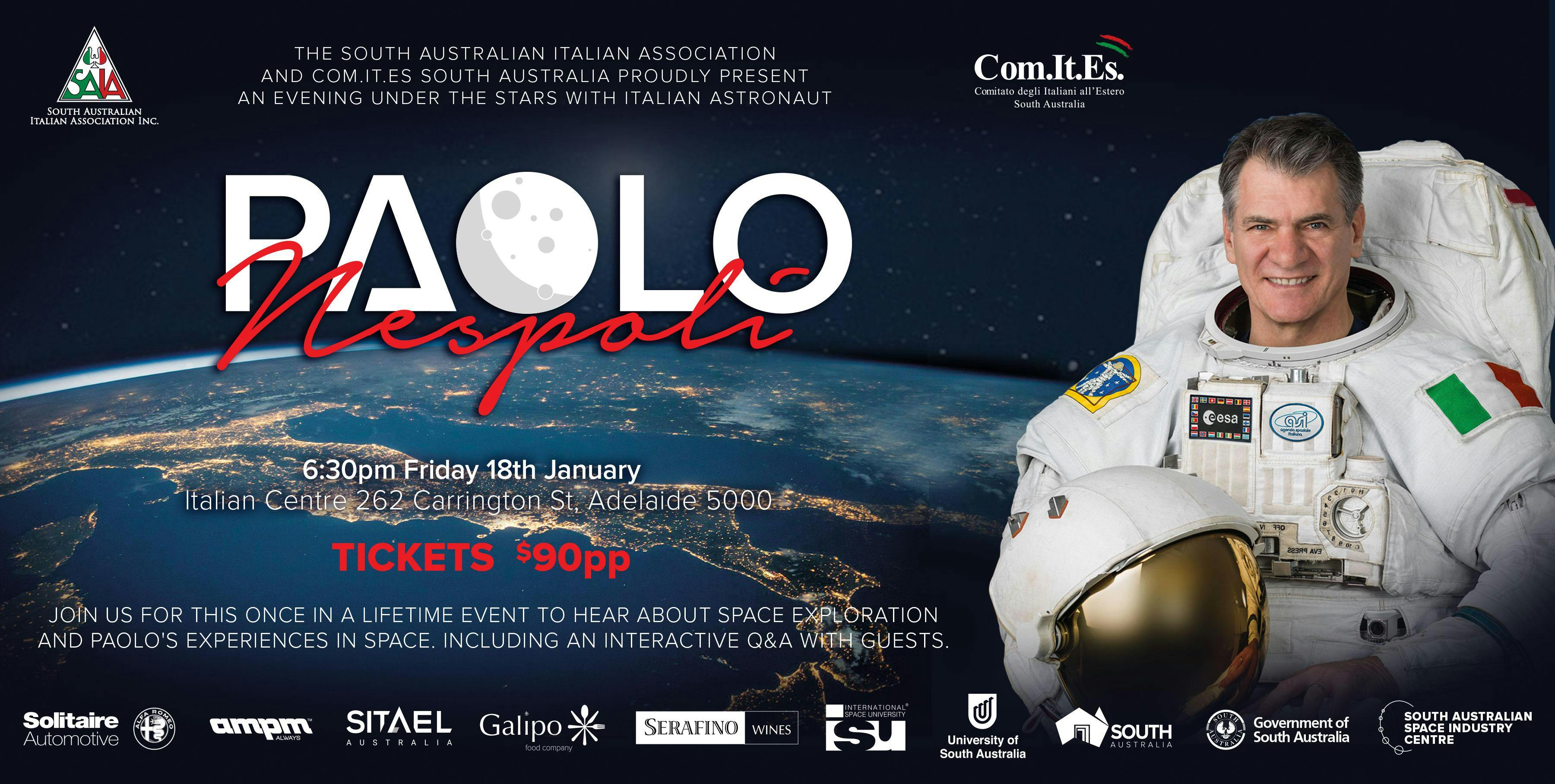 An Evening under the stars with Italian astronaut Paolo Nespoli
