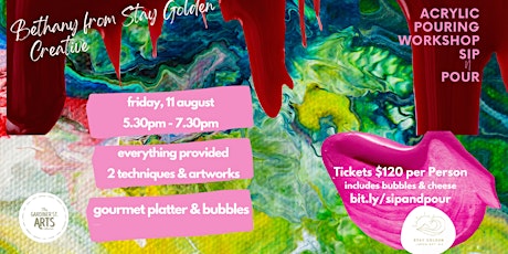 Image principale de Acrylic Pouring Workshop (Sip n Pour) w  Bethany from Stay Golden Creative