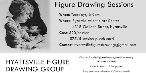 Primaire afbeelding van Hyattsville Figure Drawing Group- Tuesday Night Open Life Drawing Sessions