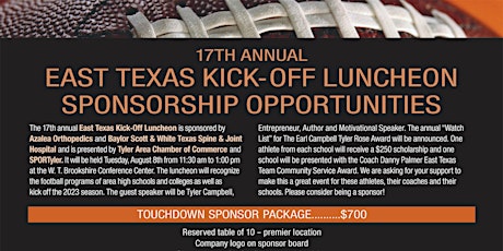 17TH ANNUAL EAST TEXAS KICK-OFF LUNCHEON primary image