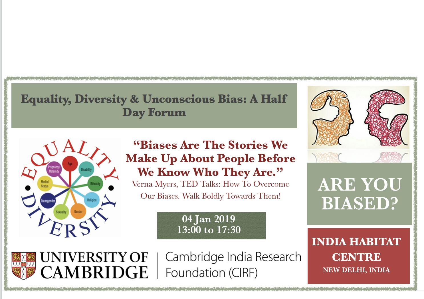 CIRF India Launch. Equality, Diversity & Unconscious Bias: A Half Day Forum