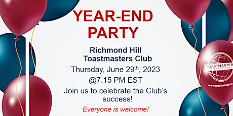 Imagen principal de Year-End Party - Richmond Hill Toastmasters Club