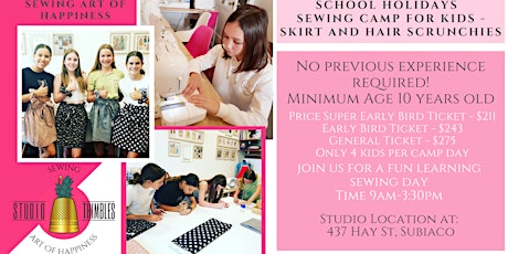 Image principale de Sewing Boutique Camp for Kids – Skirt plus matching Hair Scrunchie!