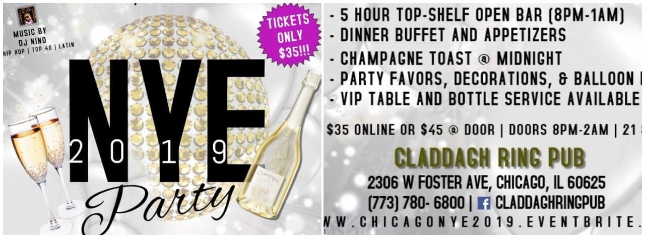 NYE 2019 Party @ Claddagh Ring Pub Chicago