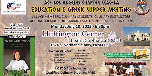 ACF Los Angeles Chapter CCAC-LA Education & Greek Supper Meeting primary image