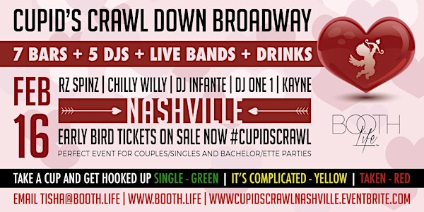 Cupid's Crawl Valentine's Day Bar Crawl in Nashville