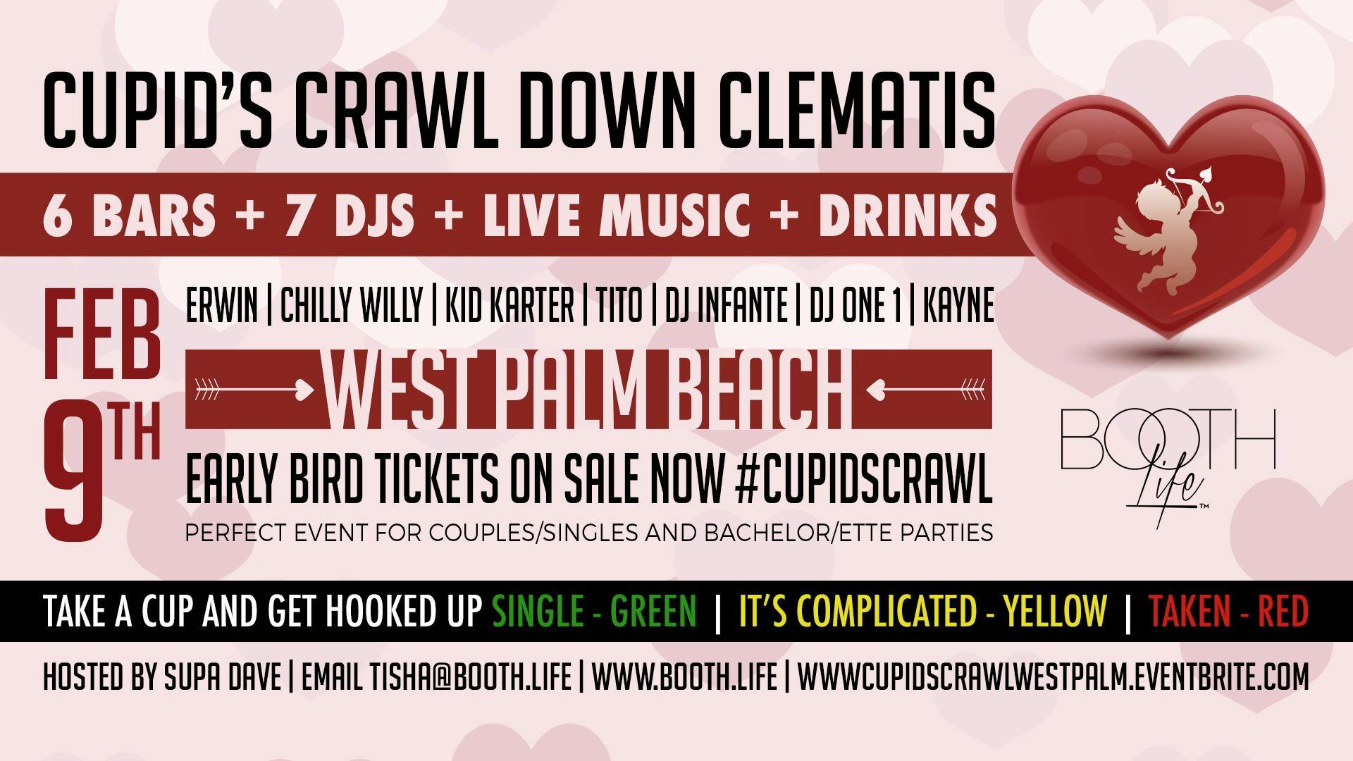 Cupid's Crawl in West Palm Beach - Find a Bae for Valentine's Day Bar Crawl