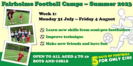 Fairholme Football Camp - Week 1- Summer 2023 primary image