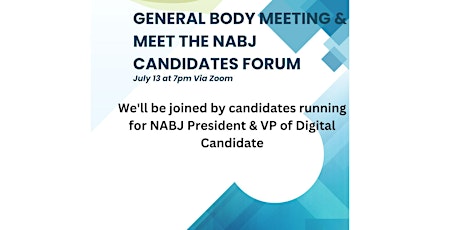 Imagem principal do evento NYABJ July General Body Meeting