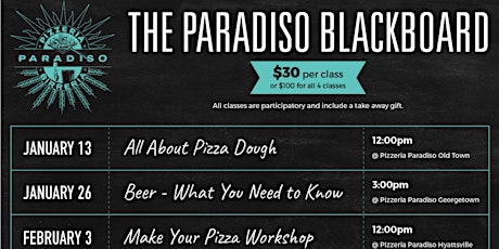 The Paradiso Blackboard – Pizza and Beer Class (Beer and Food Pairing Workshop) primary image