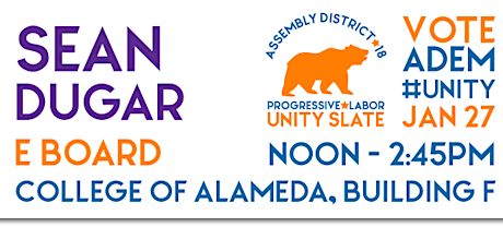 VOTE Sean for CA Dem Party E-Board & AD-18 Progressive-Labor Unity Slate primary image