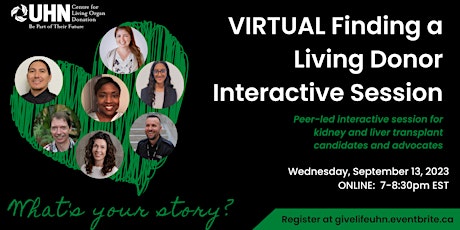 Primaire afbeelding van VIRTUAL Finding a Living Donor Interactive Session