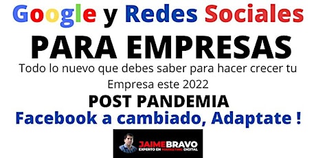 CONFERENCIA GOOGLE Y REDES SOCIALES PARA EMPRESAS EN QRO PM 2022 primary image