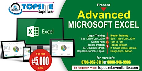 ADVANCED MICROSOFT EXCEL TRAINING (6 hrs) - Lagos or Ibadan primary image