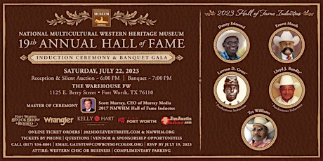 Imagem principal do evento NMWHM 19th Hall of Fame Induction Ceremony & Banquet Gala 7/22/2023. 6PM.