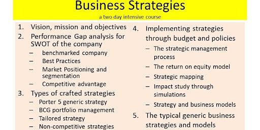 Hauptbild für STRATEGIC BUSINESS PLANS : a two day excel based course in Kuala Lumpur