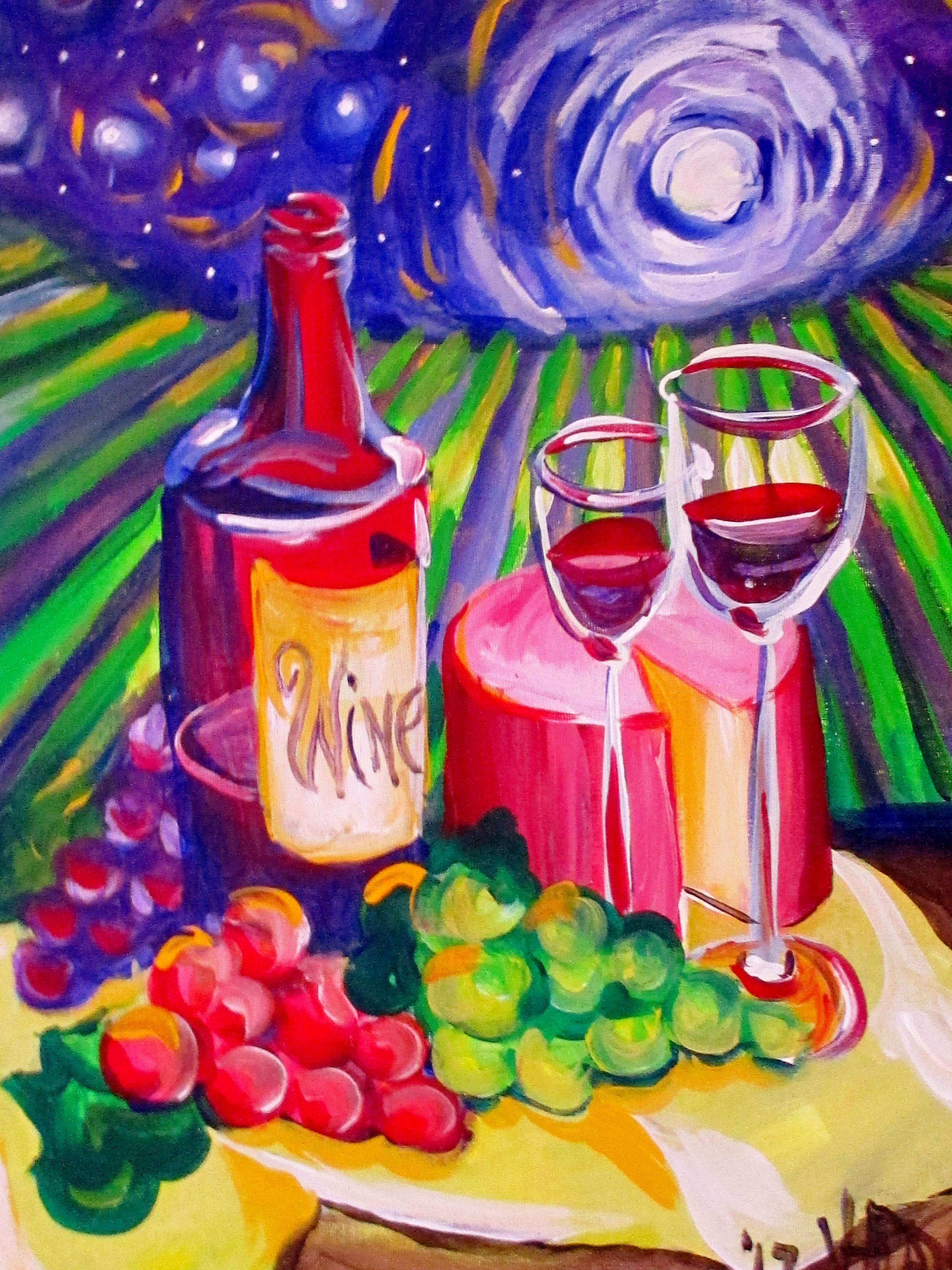 Paint Starry Wine With Our Talented Artists At Art Time And Sip Wine Studios