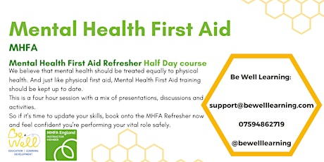Mental Health First Aid (MHFA) Refresher with support and benefits