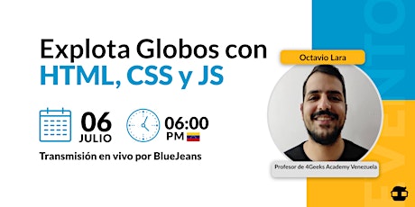 Imagem principal do evento Explotando globos con HTML/CSS y JS