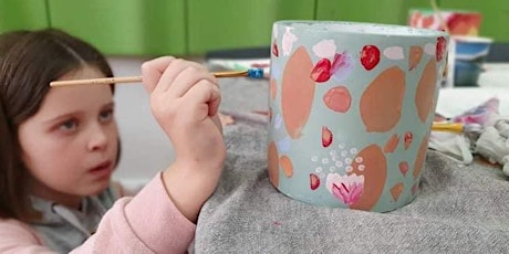 Kids Holiday pot painting with Coral and Blush at Jungle in Willunga primary image