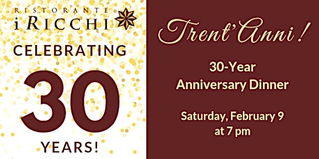 Trent'Anni - 30-Year Anniversary Dinner primary image