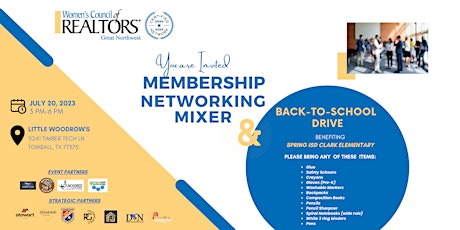 Primaire afbeelding van Membership Networking Mixer & Back-To-School Drive